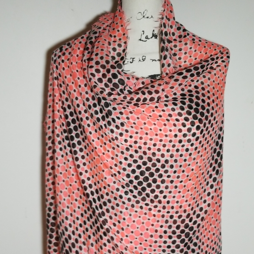 Stephen Madden Pink/Black polka dot Scarf/Wrap - Picture 9 of 12